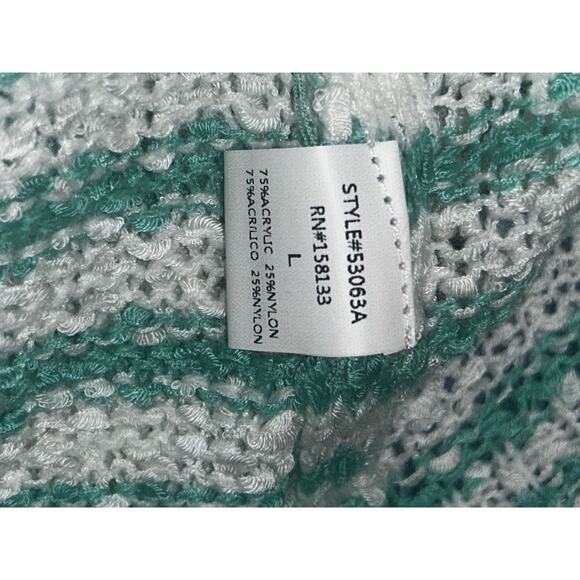 Staccato  Nautical Preppy Academia Green & White  Striped  Lite Summer  Sweater - Picture 6 of 7